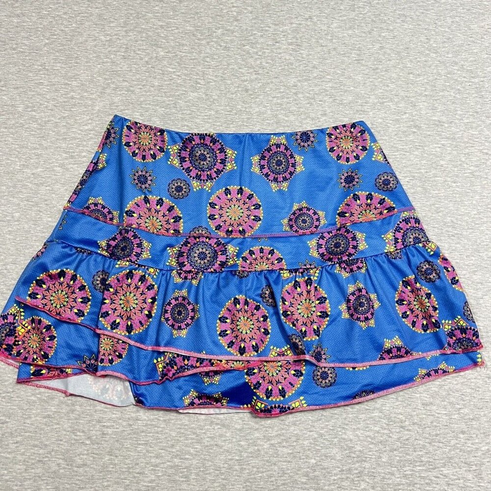 Lucky in Love Skort Womens Medium Blue Mandela Scallop Colorful Lined